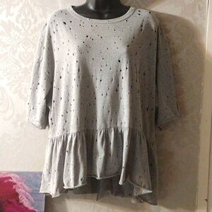 Lulu Lala Distressed Babydoll Top S